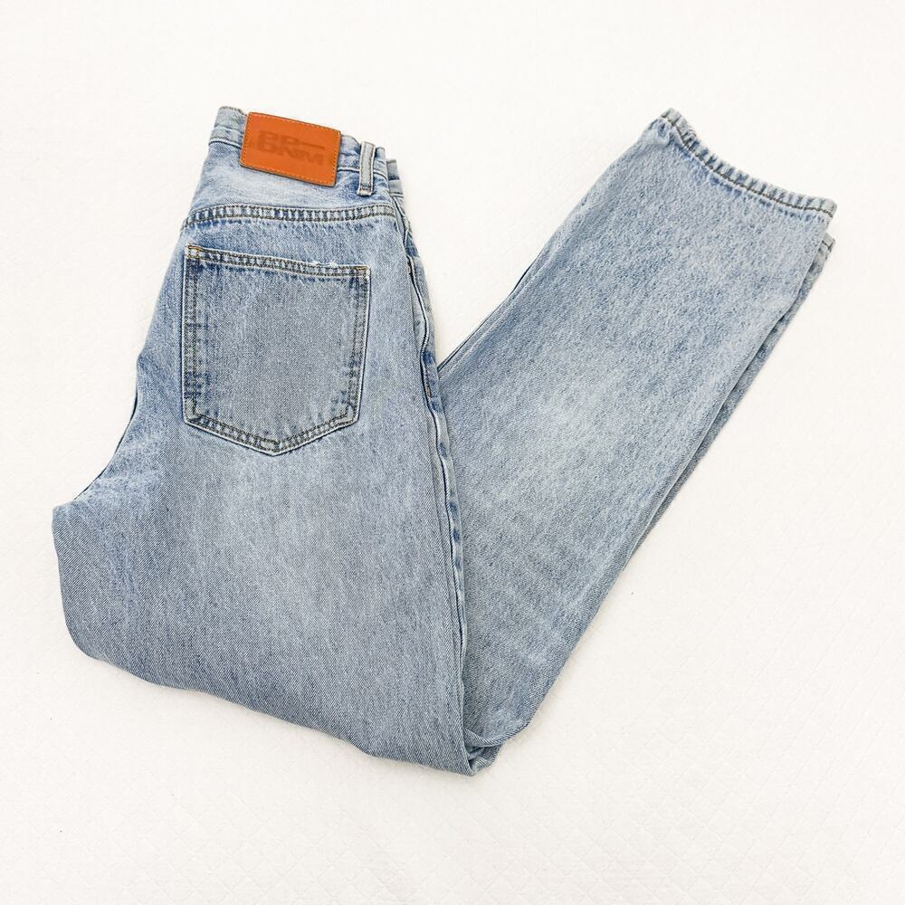 Princess Polly Assymetric Button Front Straight Light Wash Denim Jeans Size 0 - Picture 9 of 9